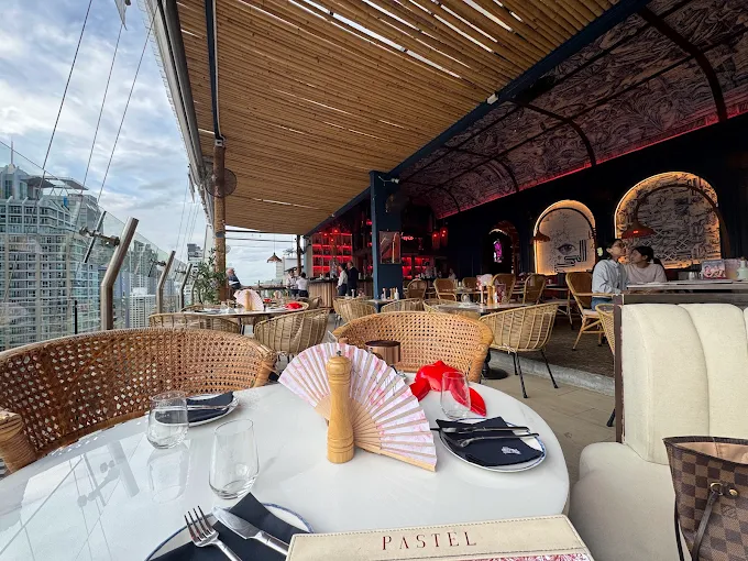 Inside Pastel Rooftop Bar